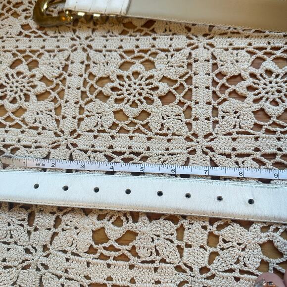 Vintage Liz Claiborne Large Fullgrain Leather Semi Aniline Ivory Gold Belt - Picture 6 of 6